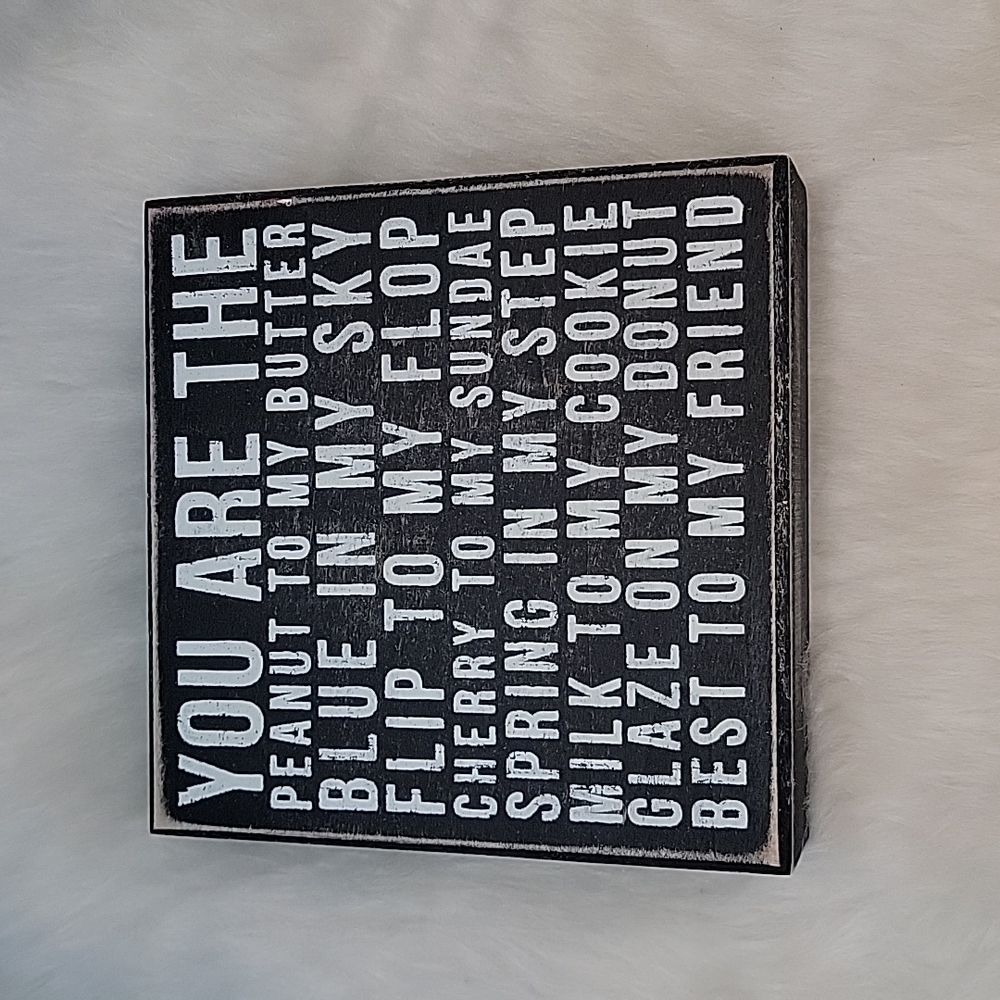 PRIMITIVES BY KATHY Farmhouse Rustic Black White Friendship Bestie Wood Sign